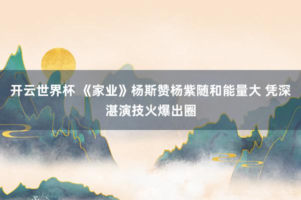 开云世界杯 《家业》杨斯赞杨紫随和能量大 凭深湛演技火爆出圈