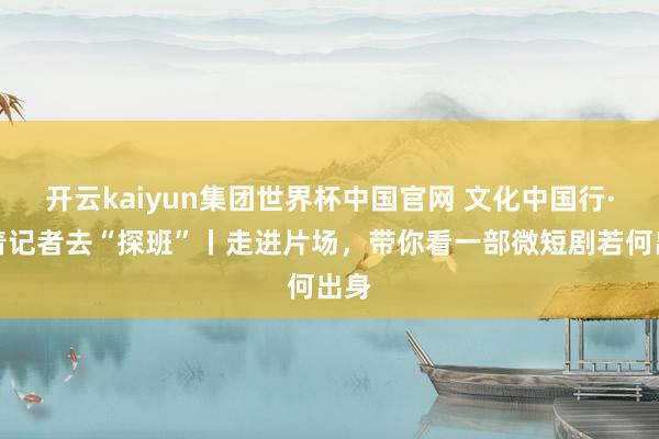 开云kaiyun集团世界杯中国官网 文化中国行·随着记者去“探班”丨走进片场，带你看一部微短剧若何出身