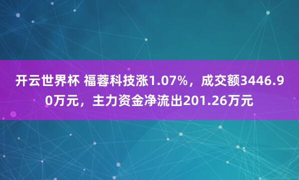 开云世界杯 福蓉科技涨1.07%，成交额3446.90万元，主力资金净流出201.26万元
