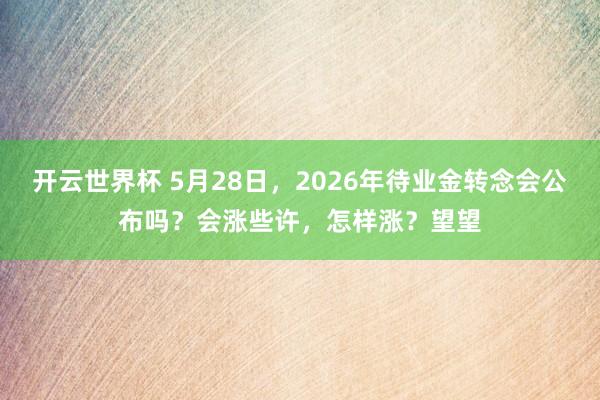 开云世界杯 5月28日，2026年待业金转念会公布吗？会涨些许，怎样涨？望望