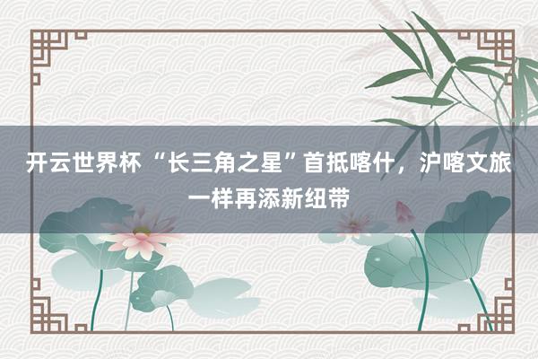 开云世界杯 “长三角之星”首抵喀什，沪喀文旅一样再添新纽带