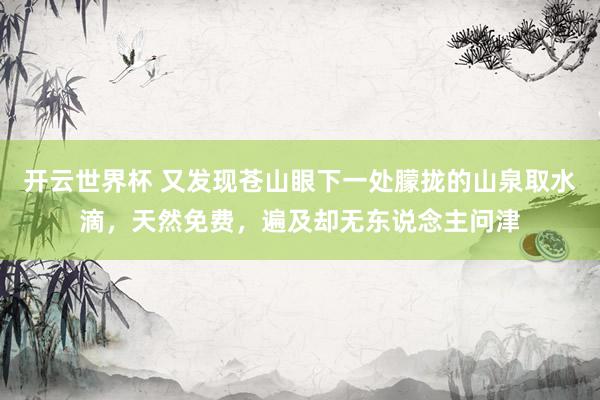 开云世界杯 又发现苍山眼下一处朦拢的山泉取水滴，天然免费，遍及却无东说念主问津