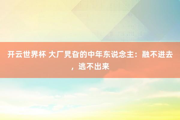 开云世界杯 大厂旯旮的中年东说念主：融不进去，逃不出来