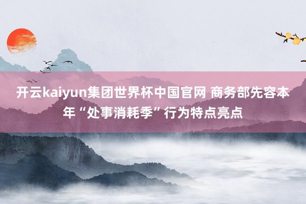 开云kaiyun集团世界杯中国官网 商务部先容本年“处事消耗季”行为特点亮点