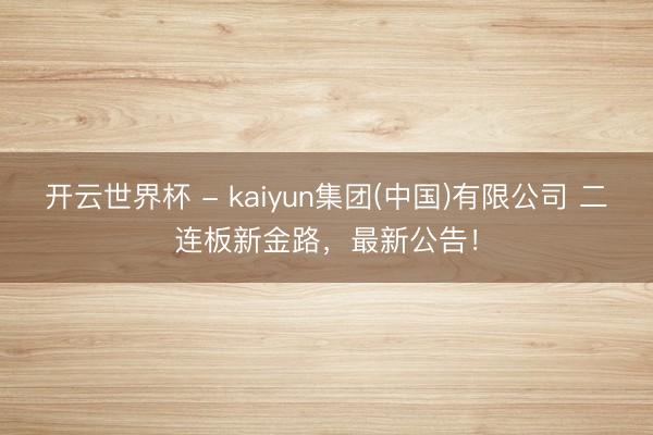 开云世界杯 - kaiyun集团(中国)有限公司 二连板新金路,最新公告!