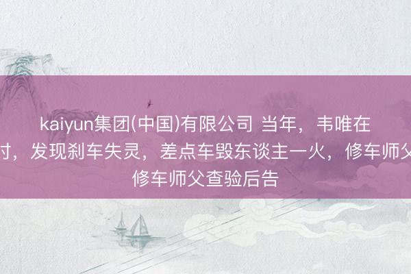 kaiyun集团(中国)有限公司 当年，韦唯在开车下坡时，发现刹车失灵，差点车毁东谈主一火，修车师父查验后告