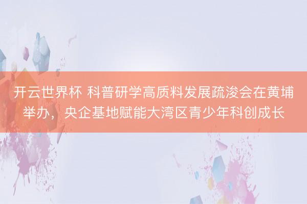 开云世界杯 科普研学高质料发展疏浚会在黄埔举办，央企基地赋能大湾区青少年科创成长