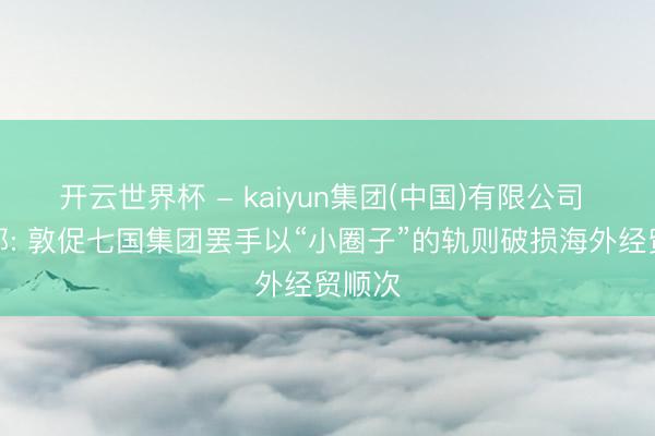 开云世界杯 - kaiyun集团(中国)有限公司 酬酢部: 敦促七国集团罢手以“小圈子”的轨则破损海外经贸顺次